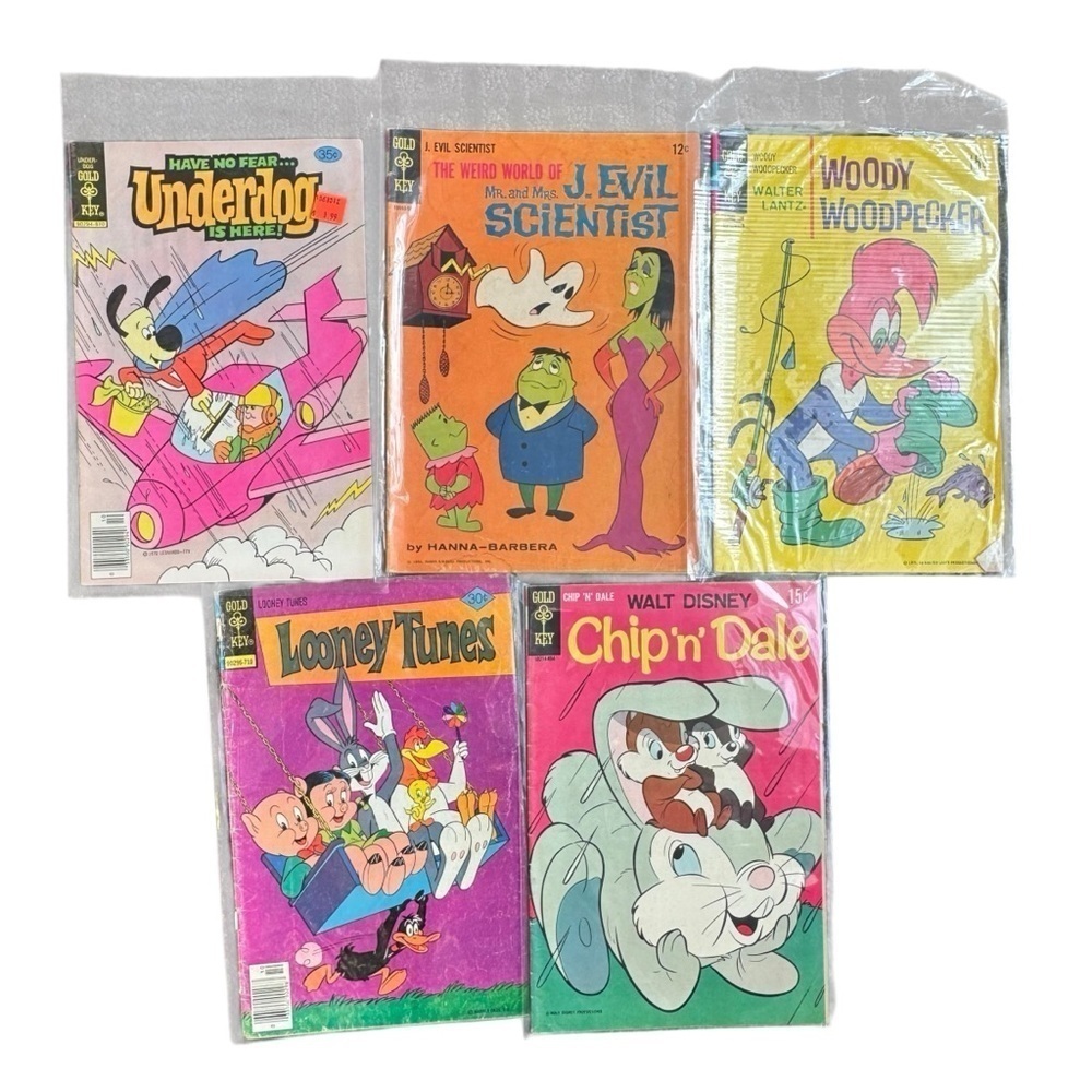 Vintage Gold Key Comics Underdog Woody Woodpecker J. Evil Scientist Looney Tunes